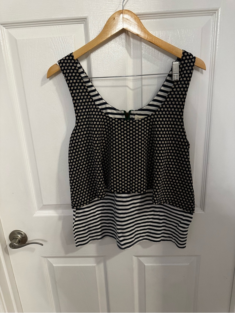 Anthropologie Meadow Rue Blue & White Patterned Layered Tank